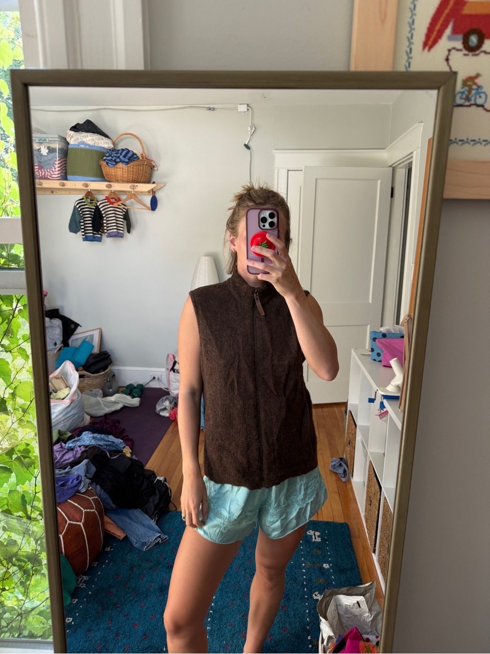 Brown Wool Zip-Up Sleeveless Vest - alpaca and cotton